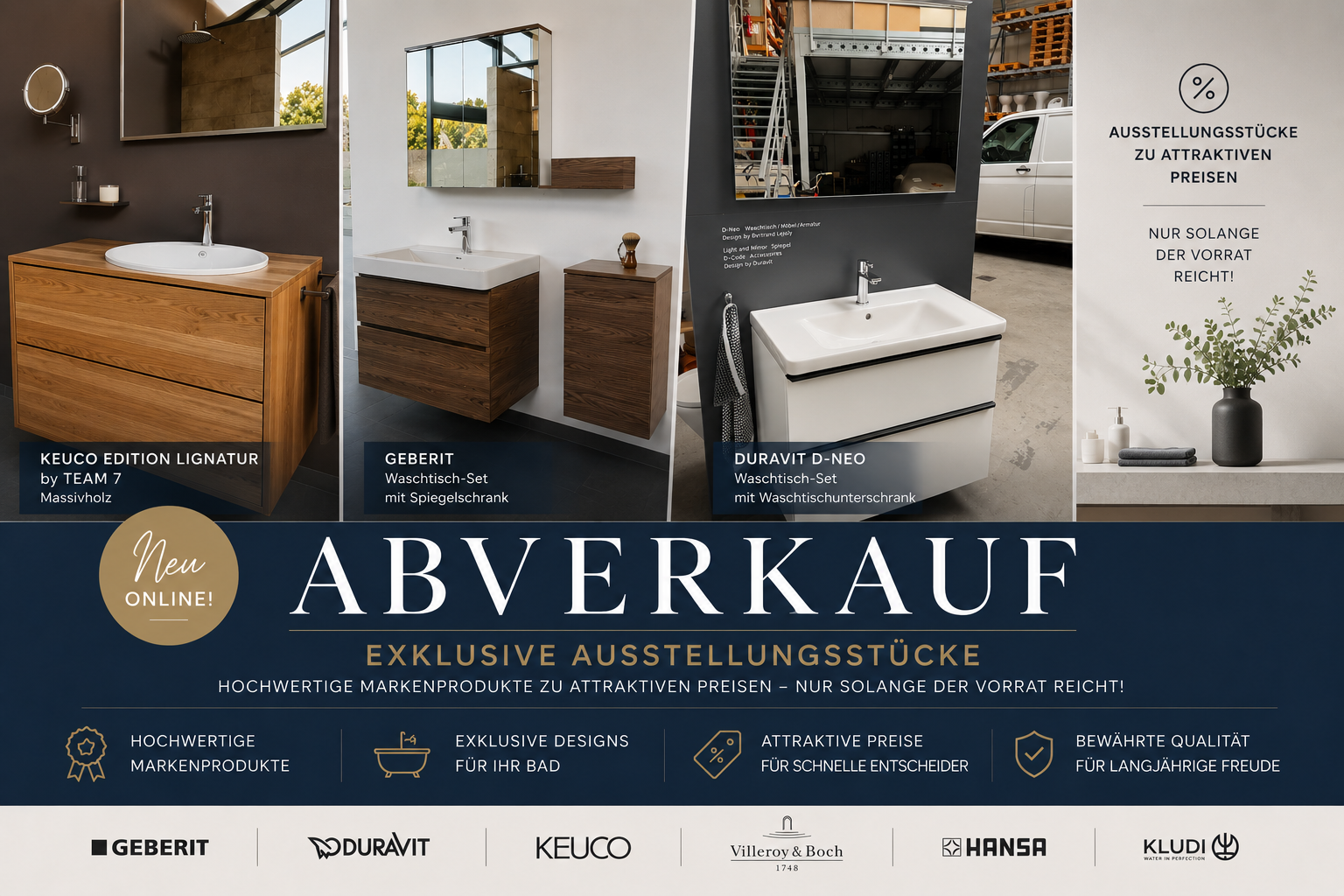 Neue Abverkaufsangebote in unserer Badausstellung